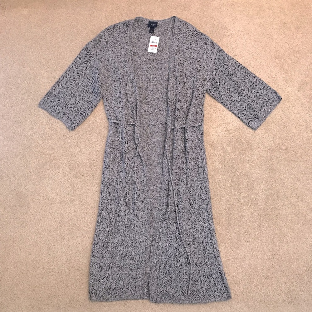Daytrip Lightweight Long Cardigan Sweater Duster NEW Size Small Grey Open Knit